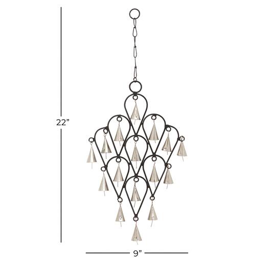 Black Metal Eclectic Windchime, 9" x 1" x 22"